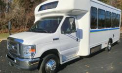 This beautiful E-450 Super Duty 25 passenger 63k well maintained miles and is equipped with a Ford Triton V-10 6.8L Gas Engine with automatic transmission and overdrive. It delivers a smooth and quiet ride and will get your group to their destination in
