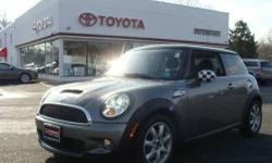 2010 MINI COPPER-S-6 SPEED MANUAL, 4CYL,FWD. GREY METALIC , BLACK LEATHER INTERIOR, MOON ROOF, ALLOY WHEELS, SPOILER. VERY NICE CONDITION IN AND OUT. WELL MAINTAINED AND FRESHLY SERVICED. FINANCING AVAILABLE. CALL US TODAY TO SCHEDULE YOUR TEST DRIVE.