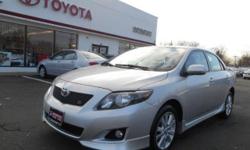2010 COROLLA S-4CYL.FWD-AUTOMATIC. METALLIC SILVER, ASH INTERIOR. ALLOY WHEELS, MOONROOF, SPOILER. CLEAN AND FRESHLY SERVICED. TOYOTA CERTIFIED WITH 1.9% FINANCING AVAILABLE UP TO 60 MONTHS. THIS VEHICLE ALSO RECEIVES ONE YEAR OF TOYOTA AUTO CARE