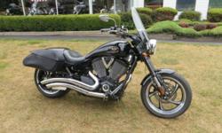 JUST IN! LOOKS LIKE NEW !
This is a really clean Victory, with a few extras. The windshield is removable, as are the saddlebags.There is a set of custom handgrips,and a custom set of exhaust. We also have the original exhaust pipes to go with it. Check it