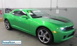 Camaro 1LT, 2D Coupe, 3.6L V6 SIDI VVT, 6-Speed Automatic with TapShift, Synergy Green Metallic, Black w/LS Cloth Seat Trim, 1.9% available, FRESH TRADE IN, REMAINDER OF FACTORY WARRANTY, try to find another one like this**, and very clean unit. COMPARE!!