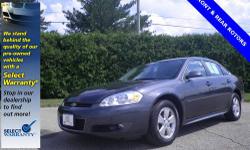 Impala LT, 4D Sedan, 4-Speed Automatic with Overdrive, 100% SAFETY INSPECTED, FRONT REAR ROTORS, FULL ALIGNMENT, NEW ENGINE OIL AND FILTER, NEW REAR PADS, ONE OWNER, and SERVICE RECORDS AVAILABLE. Vehicles with a 12/12 Select Warranty have passed a
