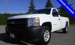 Silverado 1500 Work Truck, 2D Standard Cab, 6-Speed Automatic, 4WD, 100% SAFETY INSPECTED, NEW ENGINE OIL FILTER, ONE OWNER, SERVICE RECORDS AVAILABLE, TIRE ROTATION, and TRAILERING PACKAGE. There is no better time than now to buy this stout 2011