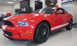 FORD CERTIFIED, ONE OWNER, LOW MILEAGE, 2011' Mustang Shelby GT500 820A Package, 2D Coupe, 5.4L V8 32V Supercharged, Tremec 6-Speed Manual, Race Red, Charcoal Black w/White Stripe/Black Accents w/Leather Sport Bucket Seats, ,NAVIGATION System Package