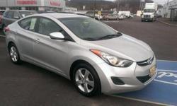 Look at this 2011 Hyundai Elantra . It has a transmission and a Gas I4 1.8L/110 engine. This Elantra has the following options: Front/rear door map pockets, Front seat-mounted side airbags, AM/FM stereo w/CD/MP3 player -inc: XM satellite radio, (6)