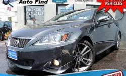 TAKE A LOOK AT THIS SMOKY GRANITE MICA 2011 LEXUS IS350 F-SPORT WITH ONLY 20,610 MILES. ONLY 1 PREVIOUS OWNER, HAS BEEN DEALER MAINTAINED, AND HAS A CLEAN CARFAX REPORT. THIS LEXUS IS350 IS EQUIPPED WITH A 3.5L V6 ENGINE, AUTOMATIC TRANSMISSION, KEYLESS