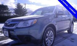Forester 2.5X, 4D Sport Utility, 5-Speed Manual, AWD, 1 OWNER CLEAN AUTOCHECK, 100% SAFETY INSPECTED, SERVICE RECORDS AVAILABLE, and SUNROOF. This superb-looking and fun 2011 Subaru Forester is the fuel-efficient SUV you've been thirsting for. Designated