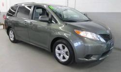 2011 Sienna LE, 3.5L V6 SMPI DOHC, 6-Speed Automatic, Cypress Pearl, 2.9% available, a lot of bang for the buck, a very clean unit, BOUGHT HERE AND SERVICED HERE!!, BUY WITH CONFIDENCE, LOCALLY OWNED AND MAINTAINED, ***NOT AN AUCTION CAR**, CLEAN VEHICLE