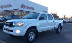 2011 TOYOTA TACOMA DOUBLE CAB 4X4 V6 LONG BED - EXTERIOR SUPER WHITE - 16 ALLOY WHEELS - SR5 PACKAGE - KEYLESS ENTRY - CRUISE CONTROL - BACKUP CAMERA - V6 TOW PACKAGE - CLASS 4 HITCH - 7 PIN CONNECTOR - EXCELLENT CONDITION - CERTIFIED - PRICED TO SELL
Our