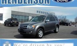 4WD AWD, SYNC BLUETOOTH, CLEAN CARFAX, and ONE OWNER. GVWR: 4,440 lbs Payload Package, Duratec 2.5L I4, and Speed control.American made Escape is a capable and refined CUV. Take this talented Escape down the road and fall in love with driving all over
