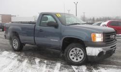 ***CLEAN VEHICLE HISTORY REPORT***, ***ONE OWNER***, and ***PRICE REDUCED***. Sierra 1500 Work Truck, 2D Standard Cab, Vortec 4.3L V6 MPI, 4-Speed Automatic with Overdrive, 4WD, and Vinyl. Creampuff! This beautiful 2012 GMC Sierra 1500 is not going to