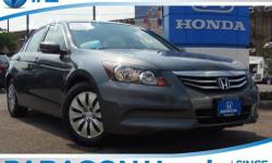 Honda Certified. Only one owner! Stylish car! Only one owner, mint with no accidents!**NO BAIT AND SWITCH FEES! Repeatedly hailed as one of the most inclusive midsize cars available, the Accord welcomes all-comers. Abundant interior space and seats that