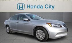 Look at this 2012 Honda Accord Sdn LX. It has an Automatic transmission and an I4 2.4L engine. This Accord Sdn has the following options: 3-point seat belts in all seating positions -inc: front automatic tensioning system, Dual-stage, dual-threshold front