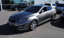 ABS brakes, Alloy wheels, Electronic Stability Control, Front dual zone A/C, Heated door mirrors, Illuminated entry, Low tire pressure warning, Remote keyless entry, and Traction control. You'll be hard pressed to find a nicer 2012 Kia Optima than this