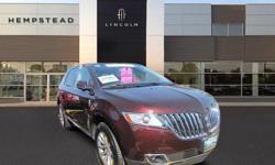 ""LOW MILEAGE"", ""LINCOLN CERTIFIED"" 2012' MKX, All Wheel Drive, 4D Sport Utility, 3.7L V6 Ti-VCT 24V, 6-Speed Automatic with Select-Shift, Cinnamon Metallic, Light Stone/Medium Light Stone w/Perforated Heated & Cooled Leather-Trimmed Bucket Seats,