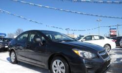 Check out this 2012 Subaru Impreza Sedan 2.0i. It has a Variable transmission and a Gas Flat 4 2.0L/122 engine. This Impreza Sedan features the following options: Tilt/telescopic steering column, Manual Air Conditioning, Dual visor vanity mirrors, 60/40