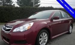 Legacy 2.5i, 4D Sedan, AWD, 100% SAFETY INSPECTED, HEATED SEATS, ONE OWNER, and SERVICE RECORDS AVAILABLE. Red and Ready! All the right ingredients! Don't miss your opportunity at owning this beautiful-looking 2012 Subaru Legacy. Don't be surprised when