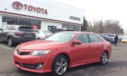 2012 TOYOTA CAMRY SE 3.5L V6 - EXTERIOR BARCELONA RED - INTERIOR ASH/BLACK TWO TONE - 18 INCH PREMIUM ALLOY WHEELS - SPORTS GRILLE - FOG LAMPS - NAVIGATION - BLUETOOTH - SUNROOF - SMART KEY - BACK UP CAMERA - SOFTEX TRIMMED SPORT SEATS - SHOWROOM