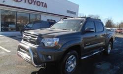 2012 TACOMA DOUBLE CAB-V6-AWD-GREY METALLIC, CHARCOAL INTERIOR. ALLOY WHEELS. CLEAN, IN OUT AND FRESHLY SERVICED. TOYOTA CERTIFIED WITH 2.9% FINANCING AVAILABLE UP TO 60 MONTHS. THIS VEHICLE ALSO COMES WITH ONE YEAR OF TOYOTA AUTO CARE MAINTENANCE AND IS