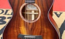 Taylor's custom shop builds some of the most interesting and excellent sounding guitars in the world. The Build To Order Custom Koa 12 Fret Acoustic Electric Guitar is an outstanding guitar featuring Solid Hawaiian Figured Koa top, back, and side, Satin