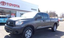 2013 TOYOTA TUNDRA DOUBLE CAB 4X4 4.6L V8 - EXTERIOR MAGNETIC GRAY - 18 INCH STEEL WHEELS - 6 SPEED AUTOMATIC TRANSMISSION - POWER WINDOWS - POWER HEATED MIRRORS - WORK TRUCK PACKAGE - VINYL TRIMMED BENCH SEAT - ALL WEATHER FLOORING - TOW HITCH RECEIVER -
