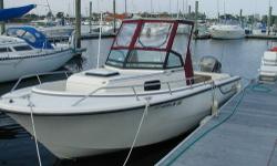 Yamaha 200 2S. Brokerage. Nice solid, reliable walk-around at our marina. Runs well, new canvas. Call Brad McCabe 516-232-6395 to see this bargain family fisherman.