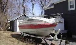 23 ft Thompson Daytona 225, forward and back cuddy. Sleeps 4, shower, bathroom, frig, sink. Engine is a Mercruiser 350 v8. Works fine. Boat located in Alexandria Bay currently. We can bring to you if needed. Trailer available for $1000. Boat is $3500