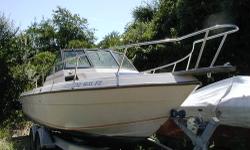 A good clean up and some cosmetic work and details still need to be done.The hull and floor are solid. A little elbow grease and you will have an awesome family fishing machine. Motor runs well.
No trailer is included but are available locally if you need