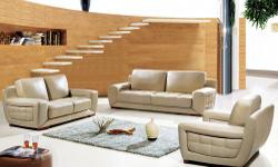 We offer FREE shipping within the 5 boroughs of NYC and some areas of NJ. Call us for more information!
www.allfurniture.ecrater.com
TOLL FREE 1-877-336-1144
This elegant Modern Italian Leather Living Room Set in Beige Finish adds an instant feeling of