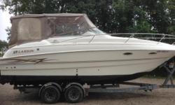 Please call boat owner John at 631-706-4338.
Boat Location: Sayville, New York.
The Larson Cabrio 254 Mid-Cabin has a host of big-boat features with a trailerable beam that makes it possible to visit new cruising grounds when the fancy strikes. The