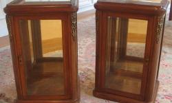 This is for two hanging display cabinets with beveled glass on three sides. They each measure 26" high, 17" wide and 14" deep and have glass shelves. Priced at $300 EACH. For information, please CALL Nancy at 914-588-2678, Janine or James at 914-482-1998.