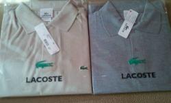 Up for sale 2 authentic short sleeve Lacoste Men shirts that are brand new, and never been taken out of the package. Have all the original tags. I got them as a gift. The US size is Large, and the colors are gray and beige. Email me, if interested. You