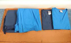 These scrubs were worn by myself for the past 2 months at a job I am no longer at. They were purchased at the end of November 2012. Clothing was always worn beneath them. Also they were worn in an office setting, so they are quite clean.
The top has a