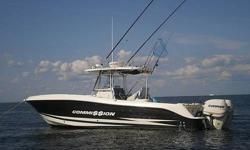 Contact Boat Owner Matthew @ 631-580-3098 or [email removed] Unique Black Hull with gold / white highlights. Actual Manufacturer demo boat with all options. Twin Evinrude 250HP Etec engines, 480 hours, dealer maintained. Twin Raymarine E-120 units with