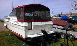 1985 30' Sea Ray 300 Weekender! This boat only has 600hrs on it. It has been very well cared for. Fresh coat of paint, buffed and waxed once a year. A completely brand new interior, foam padding and all, was installed last summer. It is heavy duty vinyl