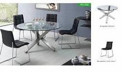 This extremely modern set will bring contemporary charm and beauty to your home decor.
5 Piece set includes a table and 4 side chairs.
Dining Table: 63" W x 36" D x 30" H
Side Chair: 20" W x 23" D x 35" H