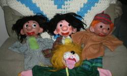 4 PELHAM PUPPET'S from the late 60's to early 70's- MINT like New! 3 - Oogie style puppet's that where on "Uncle Floyd Show",and 1 Lion like the "Pookie" the lion of the "Soupy Sales" Show! hand made in the U.K. hand carved wood bodied, and hand painted,