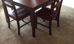 SIMPLE BUT ELEGANT. Adorn your dining room or kitchen with some Asian majesty by adding this beautiful used 5-pc. dining set. This simply elegant dining set is finely crafted of rich cherry over beautiful hardwoods.
