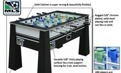 56" MLS Maestro Foosball Table
Exclusive MLS designs and quality construction means great foosball action for your family!
This distinctive, ruggedly built MLS foosball table will look great and play great in any recreation room. Sanctioned by MLS, this
