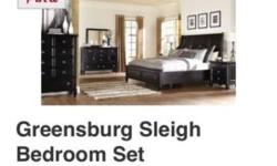 Brand new 6 piece bedroom set from Ashley's furniture. The set is called the greensburg sleigh bedroom set in black. I have had the set for six months. It's in perfect condition, however, due to my job I am moving into a small manhattan apartment that