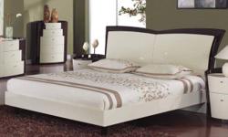 TOLL FREE 1-877-336-1144
www.allfurniture.ecrater.com
This bed offers an elegant blend of traditional elements with modern simplicity of lines that produces a unique and rich flair perfect for any contemporary bedroom. The bed is upholstered in white