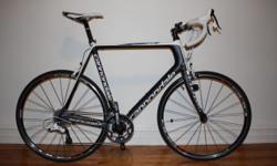 This is a pre-owned Cannondale Supersix 6 with Sram Apex components. The frame size is 63cm, made for tall people like me. I purchased this bicycle brand new in October of 2012. The bike has been gently used and has been taken very good care of. The