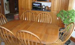 66" S-Bent Ash table, its in good condition, has 2 captain chairs and 4 regular chairs. It is 66" closed up but it has an additional 4 11" self storing leafs to extend the table for more guests. The price of this table new right now is $4000. Asking $700.