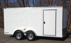 7x14 +2' of V-nose = 16'
CALL 860 202 9310
Located in windsor locks,ct 06096
MOST IMPORTANT FEATURES:
?Heavy Duty Square Tubing Base Frame
?Rear Spring Assisted Ramp Door with (2) Bar Locks for Security, EZ Lube Hinge Pins
?14' box space plus V-Nose