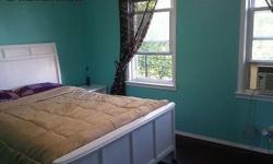 Bedroom for rent in a 4 bedroom house includes queen size bed with new sheets,2 pillows and blanket, 2 night tables with draws,1 floor lamp,large closet with light switch. You will be living with a couple(f-27,m-36) and 2 other female roomates. The owners