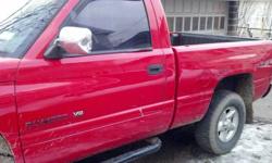 97 Dodge Ram 1500 Sport
4x4
Red
Automatic
Nice work truck
177k Miles
5.2L V8 Magnum
Drive it away. Runs and drives great. No dash lights on. Body is fair shape. Has some normal rust on the bed and one door. Great work truck. 4x4 works great. Tires are