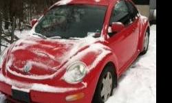 Red, 5 speed standard trans. VW Beetle. It gets amazing gas mileage. Good running condition. Spoiler on the back. Only reason we are offering it for this price is the door locks aren't working.