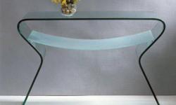 Free shipping within the 5 boroughs of NYC ONLY!
All other areas must email or call us for a freight quote.
TOLL FREE 1-877-336-1144
www.allfurniture.ecrater.com
Elegant console table made of clear glass. Perfect for any area.Made of curved glass.