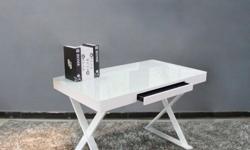 www.allfurnitureusa.com
Product description:
Modern office desk, perfectly sized for the home office. Covered in white gloss finish, and complemented with a white glass top, this office desk also features a convenient drawer, and uniquely designed steel