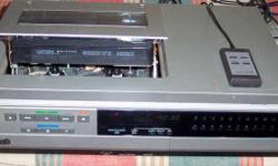 It looks very neat...and old and dated,making it perfect
for any retro prop or display.It's a top loading GTV with
a wired remote.It goes on,the top pops up but it wont move
the tape,so if your set needs enhancing,or you're handy,
try this one.Please CALL